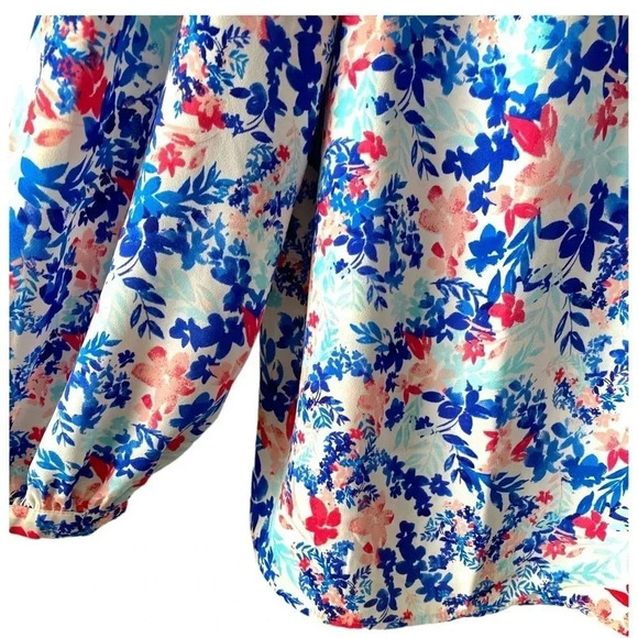 TALBOTS | Ruffle Trim Popover - Leafy Garden Blouse Size XL (NWOT) - Picture 4 of 9